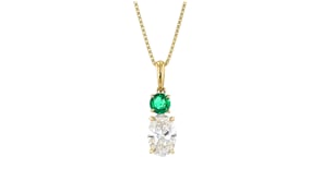 1.00 Carat Lab-Grown Diamond Pendant Necklace with .20 Carat Emerald in 14kt Yellow Gold