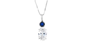 2.00 Carat Lab-Grown Diamond Pendant Necklace with .30 Carat Sapphire in 14kt White Gold
