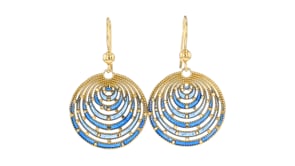 Italian Blue Enamel Circle Drop Earrings in 18kt Gold Over Sterling