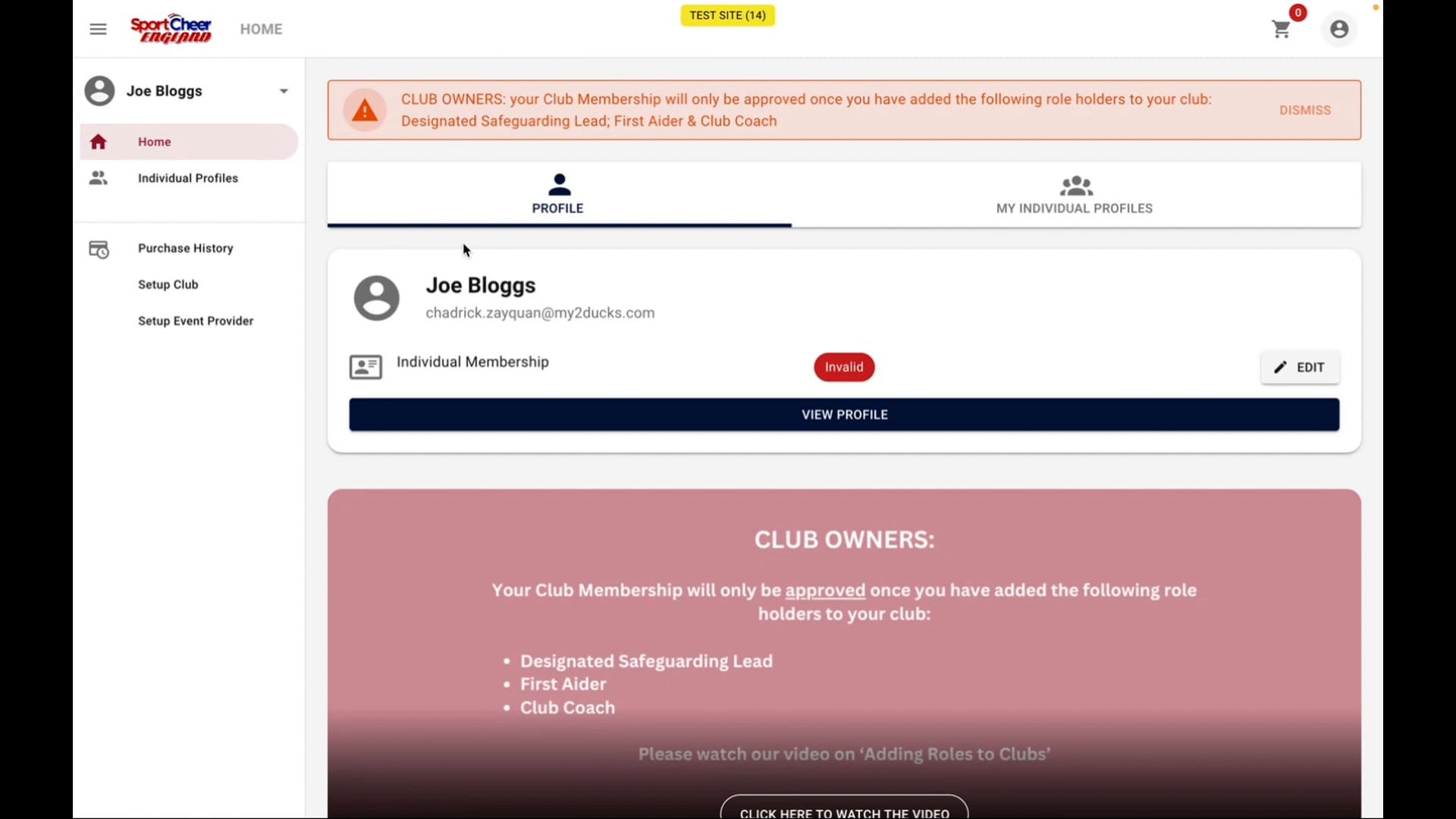 Adding and removing club roles (SportCheer England)