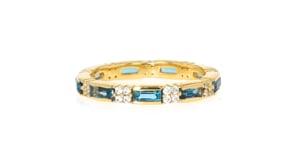 1.40 ct. t.w. London Blue Topaz and .40 ct. t.w. White Zircon Eternity Band in 18kt Gold Over Sterling