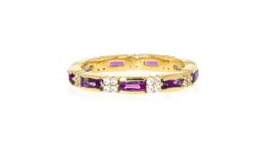 1.20 ct. t.w. Amethyst and .40 ct. t.w. White Zircon Eternity Band in 18kt Gold Over Sterling