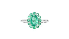 1.40 ct. t.w. Emerald Ring with Diamond Accents in Sterling Silver