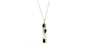 Mother-of Pearl and Onyx Pendant Necklace with .10 ct. t.w. White Topaz in 18kt Yellow Gold Over Sterling