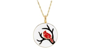Italian Multicolored Enamel Cardinal Medallion Pendant Necklace in 18kt Gold Over Sterling