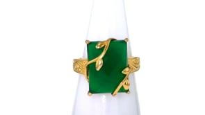 Green Chalcedony Vine Ring in 18kt Gold Over Sterling
