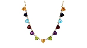 13.50 ct. t.w. Heart-Shaped Multi-Gemstone Necklace in 18kt Gold Over Sterling