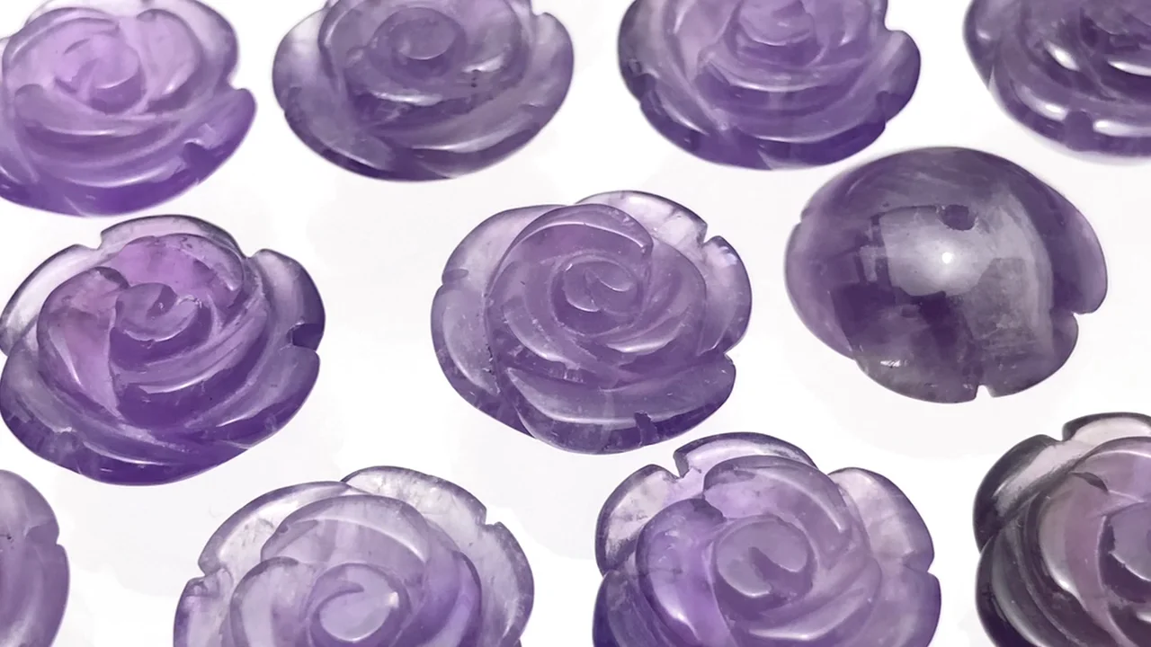 アメジスト 薔薇15mm 【片穴】 2個｜天然石ビーズの卸問屋・通販
