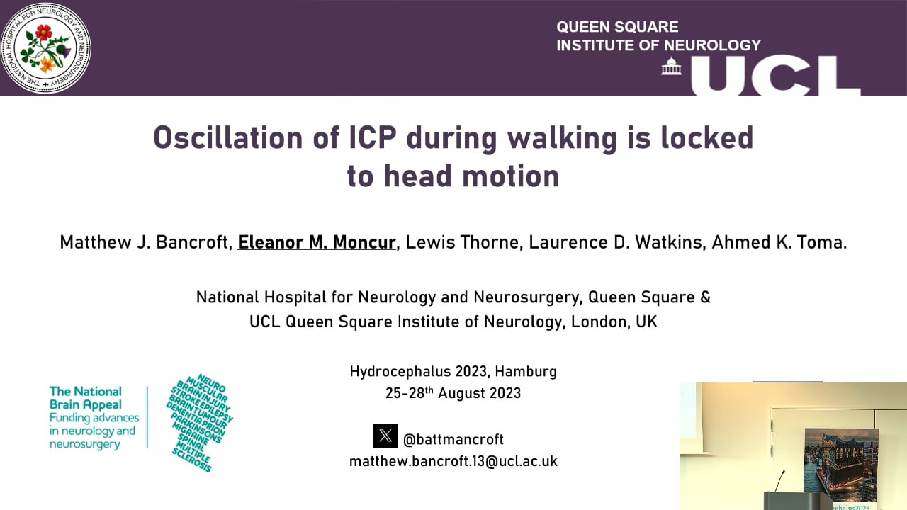 S19. Eleanor Moncur - Oscillation of ICP during walking is locked to head motion