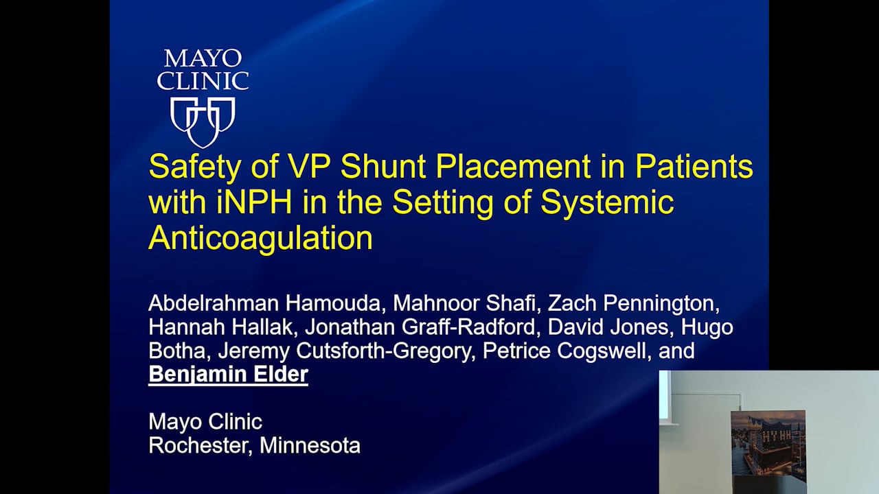 S17. Benjamin Elder - Safety of Ventriculoperitoneal Shunt Placement in Patients with Idiopathic Normal Pressure Hydrocephalus i