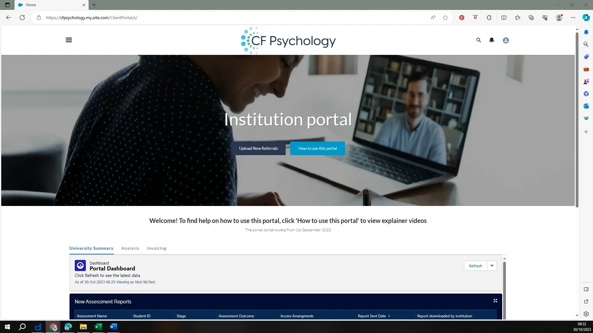 How to use the Institution Portal