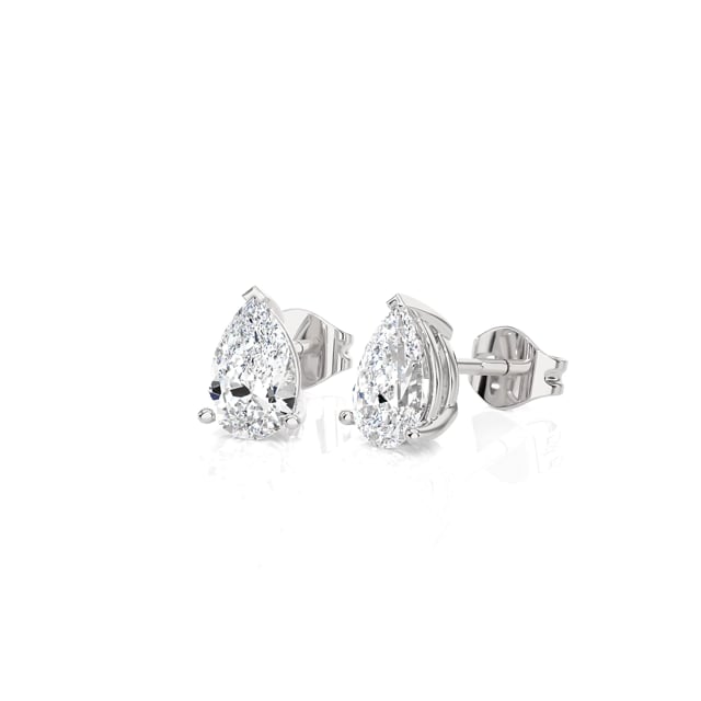 2.00 carats Boucles d'oreilles en or blanc avec diamant de laboratoire poire solitaire