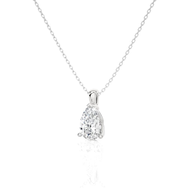 2.00 carat Pendentif solitaire avec diamant de laboratoire poire en or blanc