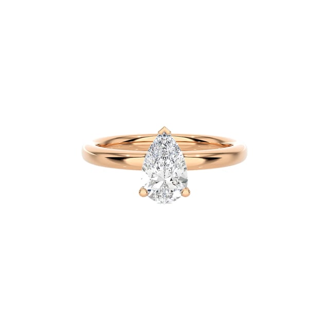1.50 carat solitaire ring with lab grown pear diamond in red gold