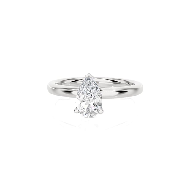 1.00 carat bague solitaire avec un diamant de laboratoire poire en or blanc