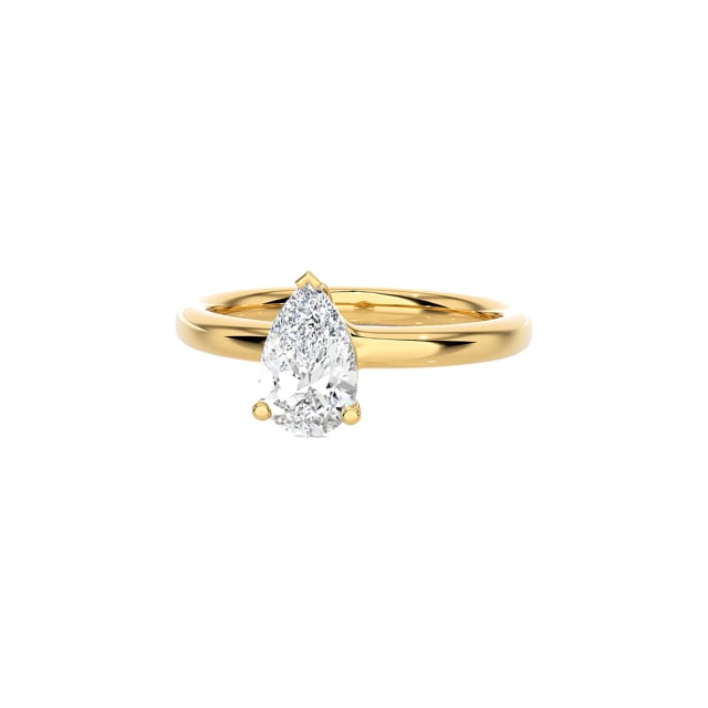 1.00 carat solitaire ring with lab grown pear diamond in yellow gold