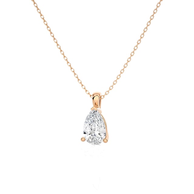1.00 Karat Solitär Anhänger aus Rotgold mit laborgezüchtetem Tropfen-Diamant