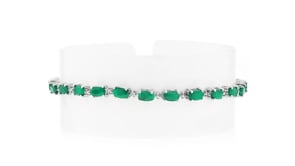 5.00 ct. t.w. Emerald Bracelet with Diamond Accents in Sterling Silver