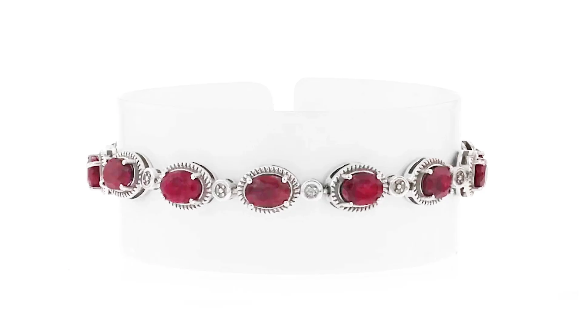 9.10 ct. t.w. Ruby Bracelet with Diamonds in Sterling Silver