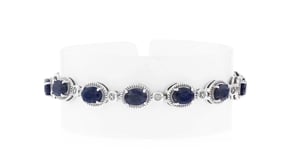 9.10 ct. t.w. Sapphire Bracelet with Diamond Accents in Sterling Silver