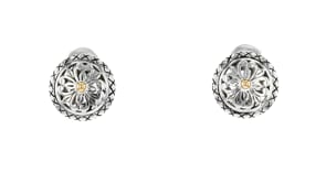 Sterling Silver and 18kt Yellow Gold Floral Earrings