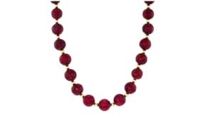 215.00 ct. t.w. Ruby Bead Necklace with 14kt Yellow Gold