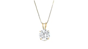 2.00 Carat CZ Solitaire Necklace in 14kt Yellow Gold