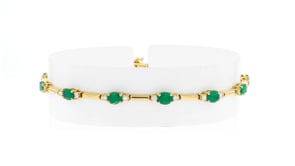 4.00 ct. t.w. Emerald and .72 ct. t.w. Diamond Bracelet in 14kt Yellow Gold