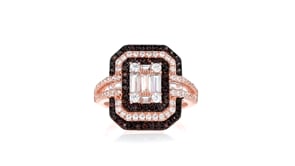 1.55 ct. t.w. White and Brown CZ Ring in 18kt Rose Gold Over Sterling