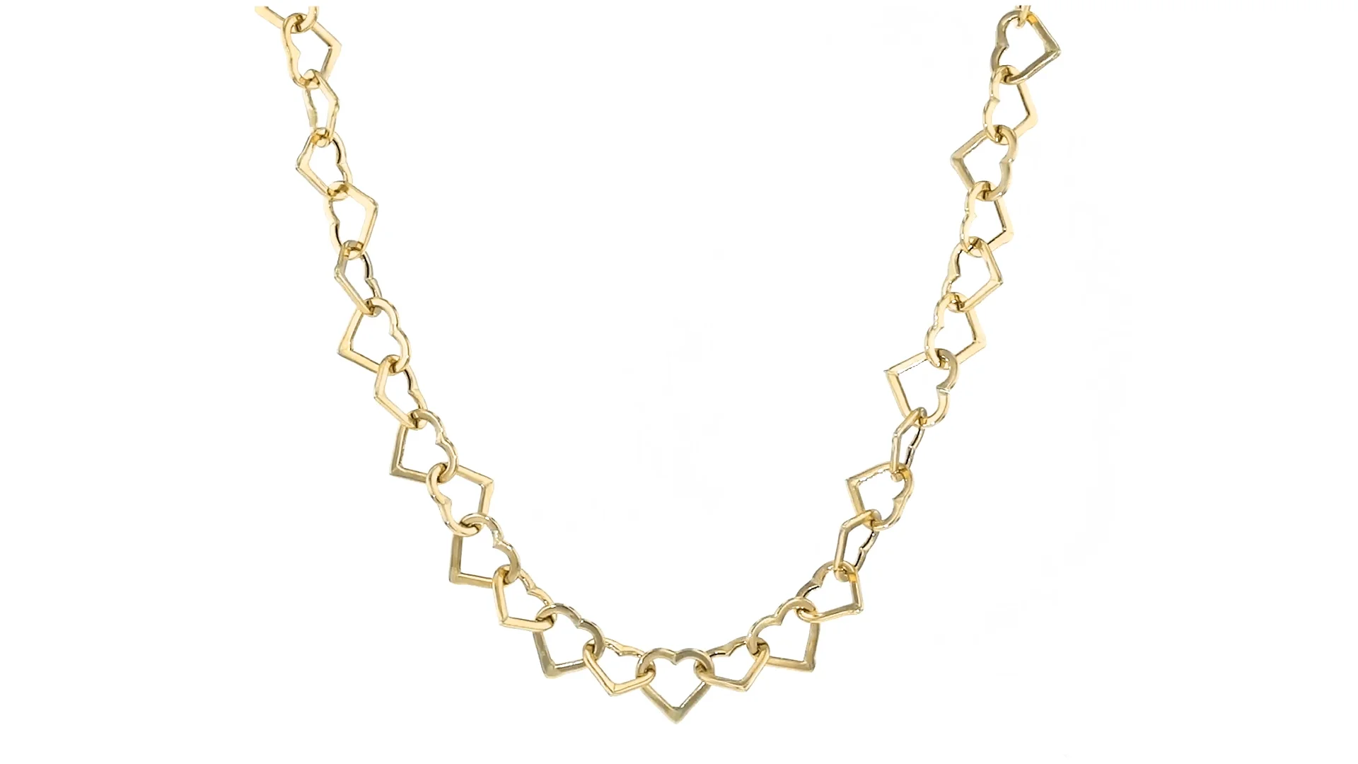14kt Yellow Gold Heart-Link Necklace. 18