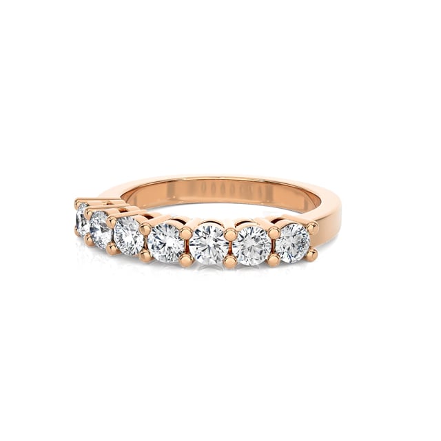 Half set ring with 0.70 carat lab grown diamonds in red gold