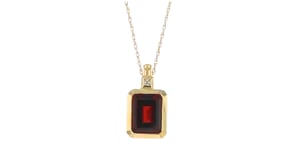 2.60 Carat Garnet Pendant Necklace with Diamond Accent in 14kt Yellow Gold