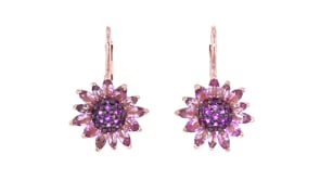 4.70 ct. t.w. Amethyst Flower Drop Earrings in 18kt Rose Gold Over Sterling
