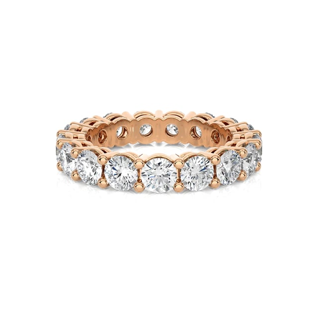 Full set ring with 3.40 carat lab grown diamonds in red gold