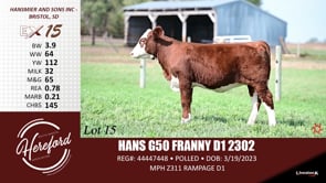 Lot #15 - HANS G50 FRANNY D1 2302