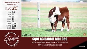 Lot #25 - SQCF G3 BARBIE GIRL 359