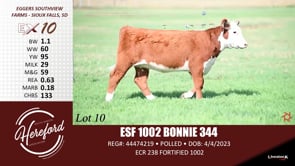 Lot #10 - ESF 1002 BONNIE 344