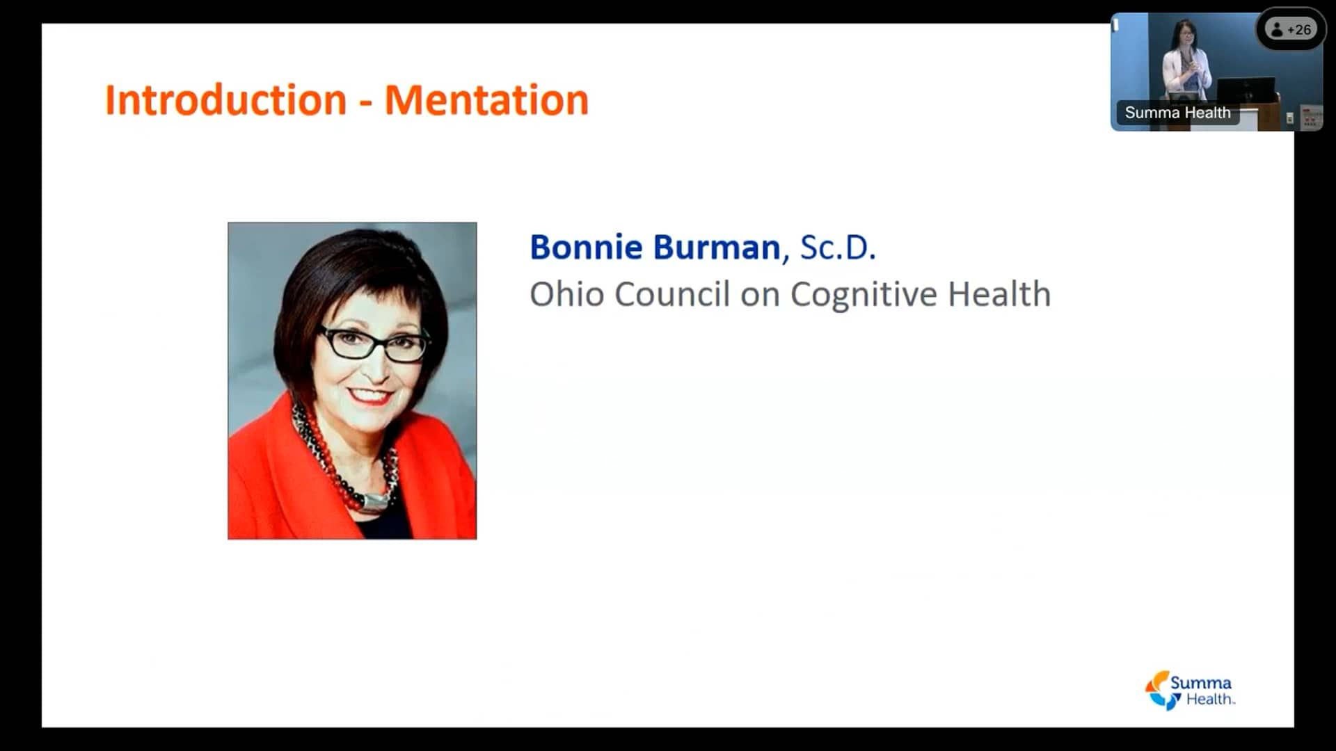 2023 Summa Health Senior Health Symposium Bonnie Burman on Vimeo