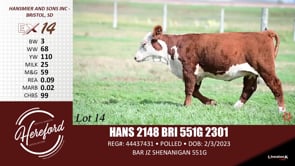 Lot #14 - HANS 2148 BRI 551G 2301