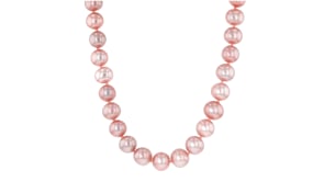 9.5-10.5mm Pink Cultured Pearl Necklace with 14kt Yellow Gold