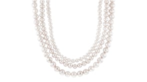 5-8mm Cultured Pearl Three-Strand Necklace with Sterling Silver