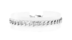 Mens 8.2mm Sterling Silver Curb Link Bracelet