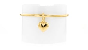Italian Andiamo 14kt Yellow Gold Over Resin Heart Charm Bangle Bracelet