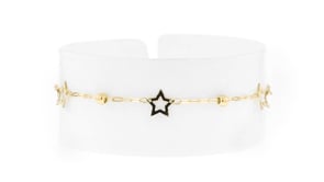Italian 14kt Yellow Gold Paper Clip Link Star Station Bracelet