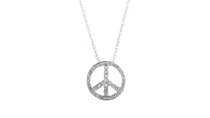 10 ct. t.w. Diamond Peace Sign Pendant Necklace in Sterling Silver