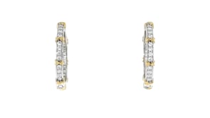 1.20 ct. t.w. CZ Hoop Earrings in Sterling Silver with 18kt Gold Over Sterling