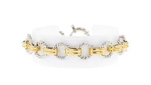 Two-Tone Sterling Silver Twisted Circle-Link Bracelet