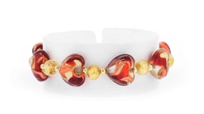 Italian Murano Glass Heart Bracelet with 18kt Gold Over Sterling