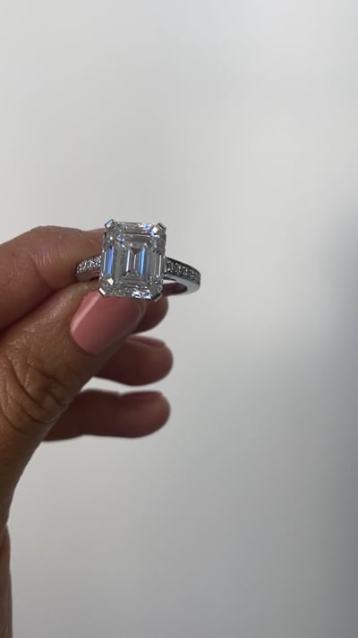 Emerald Center with Hidden Halo & Micropave Setting Ring