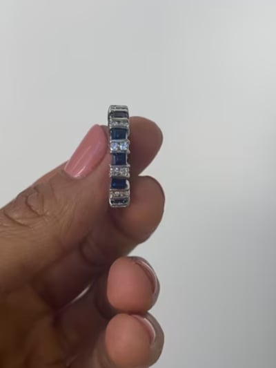 Eternity Band with 13 Princess cut Stones of 1.75TCW  and 26 Round Cut Stones of 2.75TCW. F549-SAP-CZ-14K